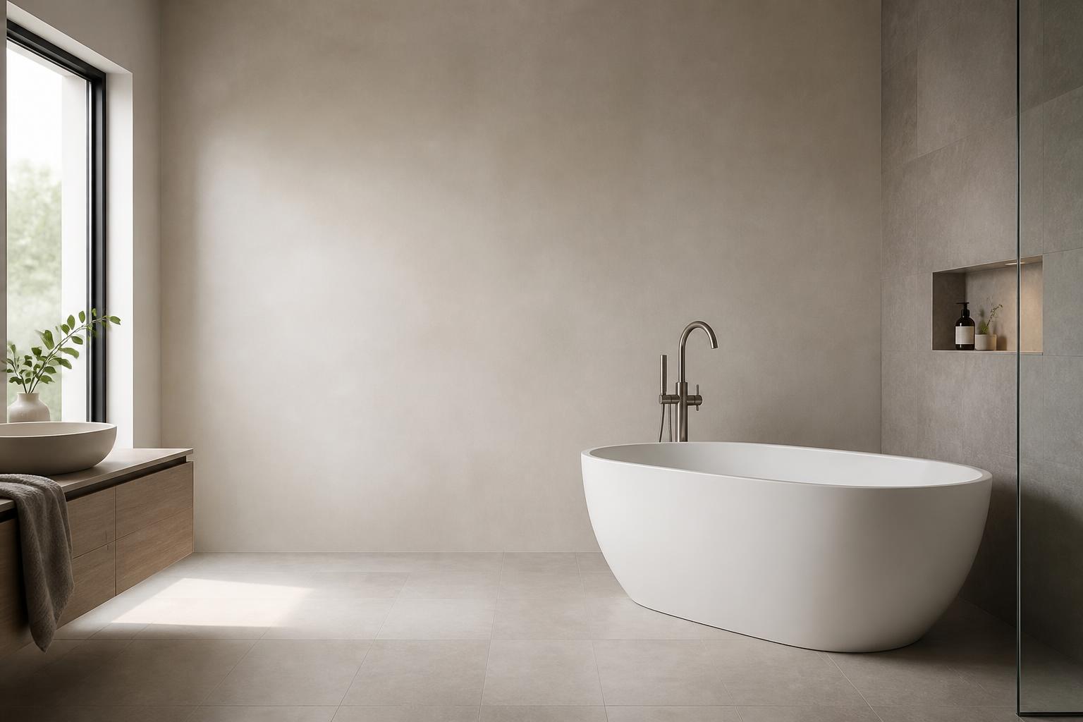 Modern bathroom fixture with open space for call-to-action text.